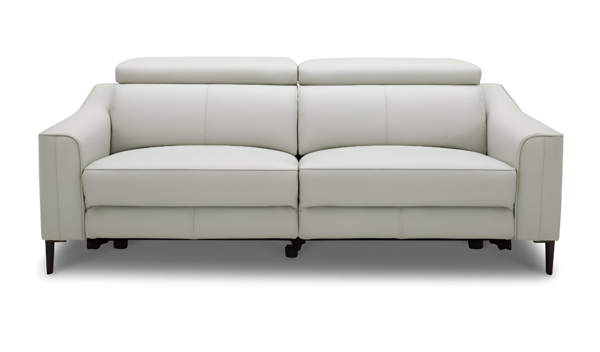 74" Gray Leather Reclining Sofa With Black Legs-1