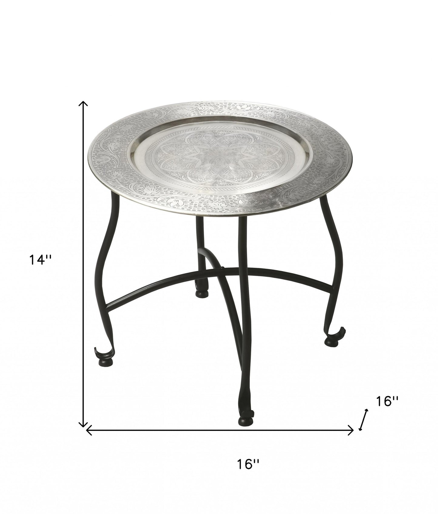 14" Black And Silver Aluminum Round End Table - Loft&Timber