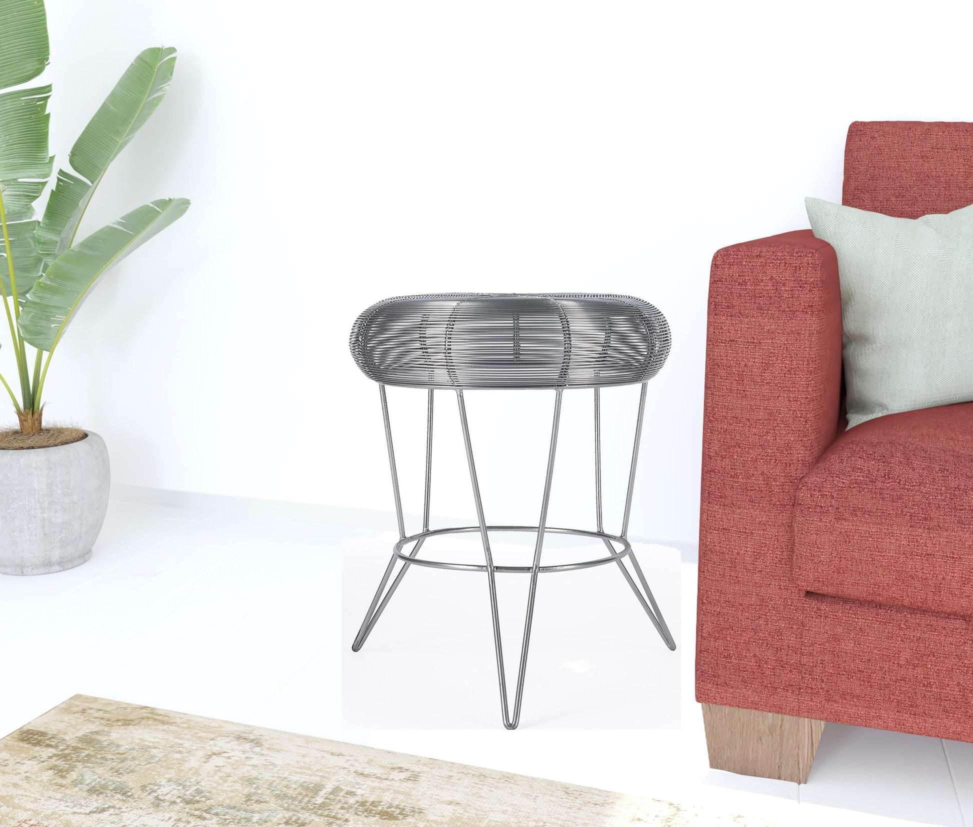 18" Silver Wire Round End Table - Loft&Timber