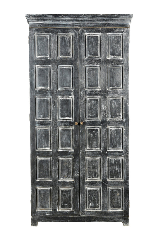 72" Dark Gray Solid Wood Pantry Or Storage Closet - Loft&Timber