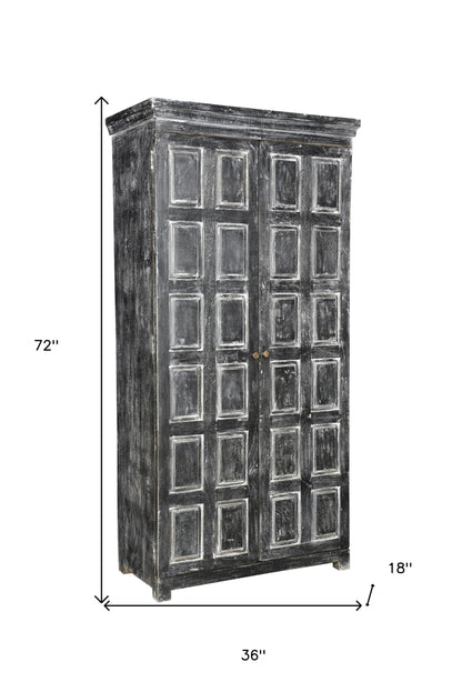 72" Dark Gray Solid Wood Pantry Or Storage Closet - Loft&Timber