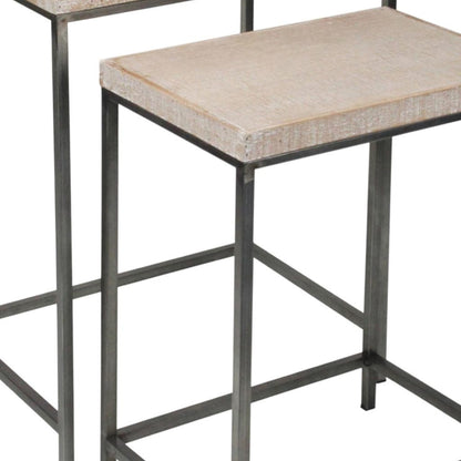 Set of Two 25" Black And Brown Solid Wood Nested Tables - Loft&Timber
