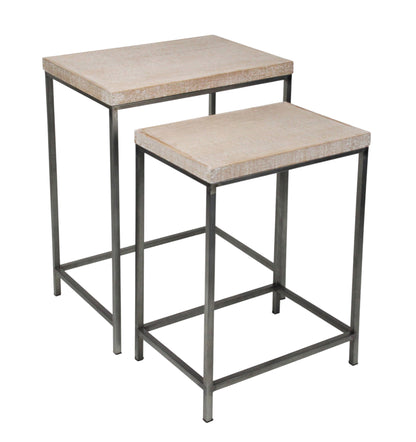 Set of Two 25" Black And Brown Solid Wood Nested Tables - Loft&Timber