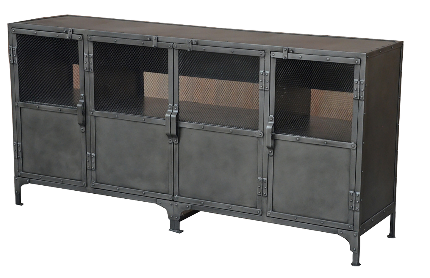 72" Dark Gray Metal Enclosed Storage TV Stand-2