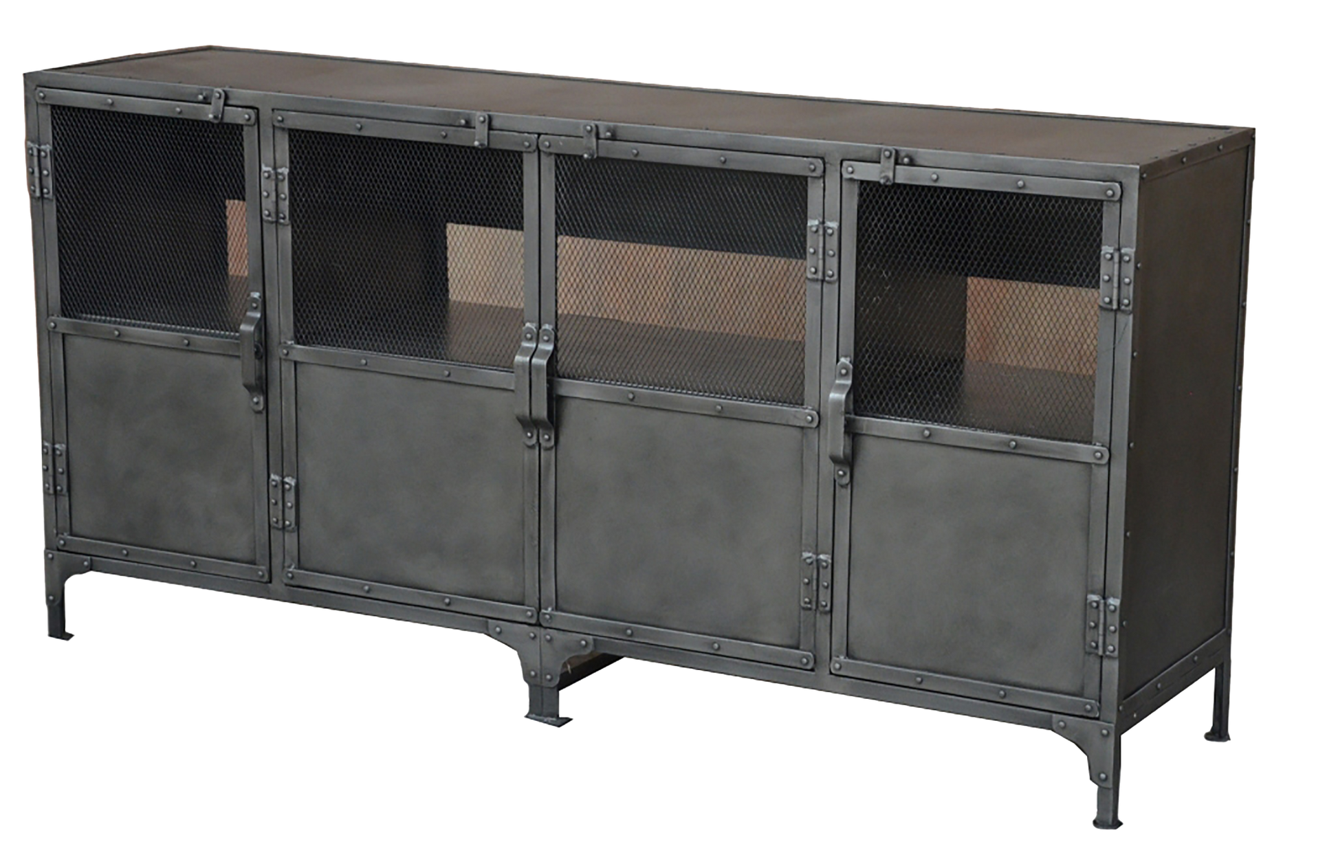 72" Dark Gray Metal Enclosed Storage TV Stand-2