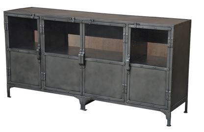72" Dark Gray Metal Enclosed Storage TV Stand-2