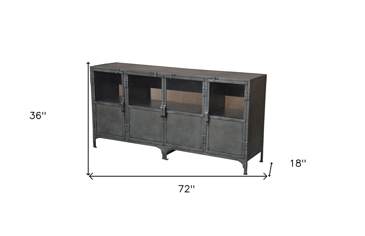 72" Dark Gray Metal Enclosed Storage TV Stand-6