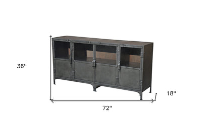 72" Dark Gray Metal Enclosed Storage TV Stand-6
