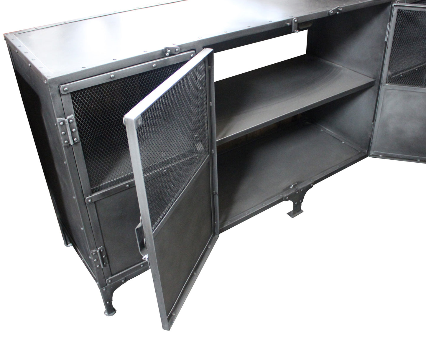 72" Dark Gray Metal Enclosed Storage TV Stand-3