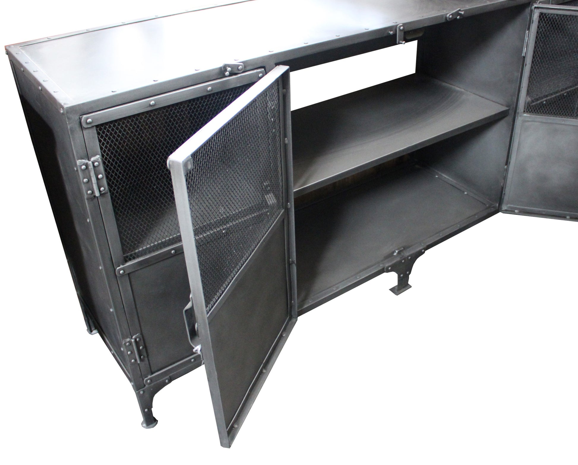 72" Dark Gray Metal Enclosed Storage TV Stand-3