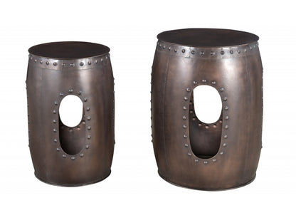 20" Copper Iron Round End Tables - Loft&Timber
