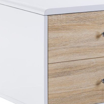 47" White and Natural Wood Frame Coffee Table With Two Drawers - Loft&Timber