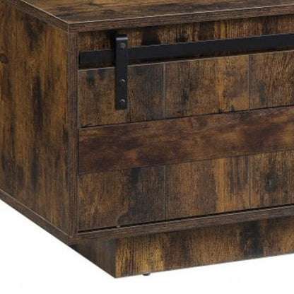 47" Brown and Black Melamine Veneer And Wood Coffee Table With Drawer And Shelf - Loft&Timber