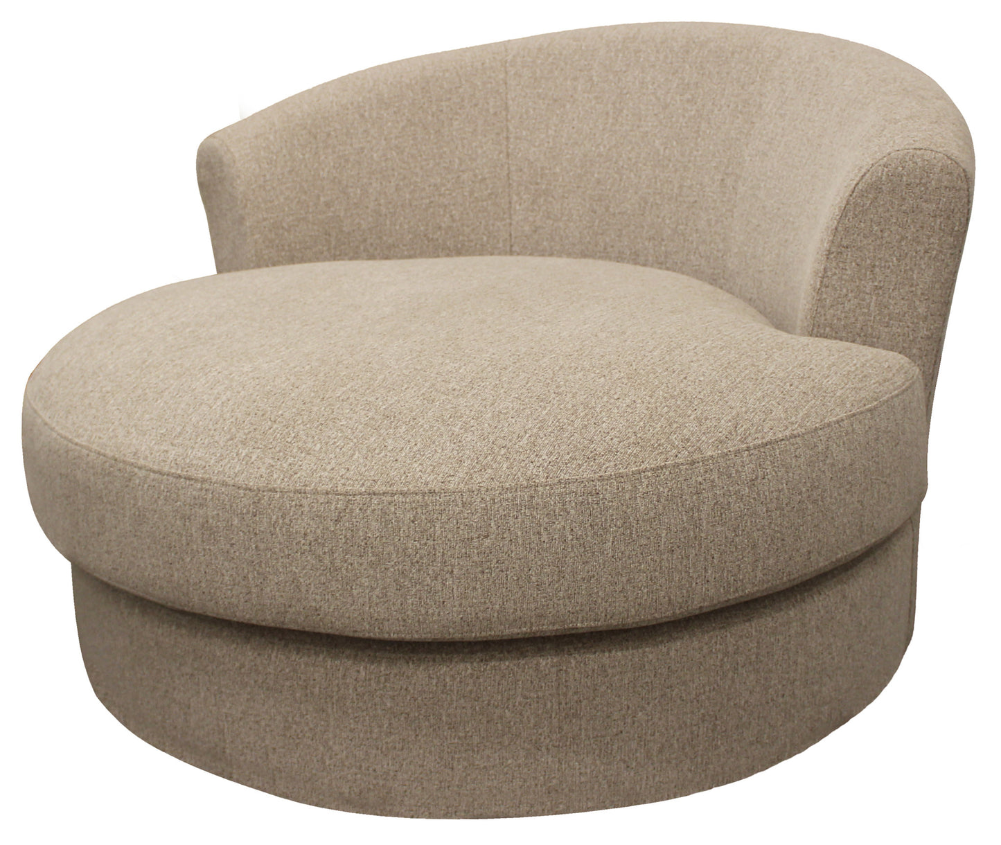 44" Sand Linen Upholstered Swivel Round Accent Chair And Toss Pillows - Loft&Timber