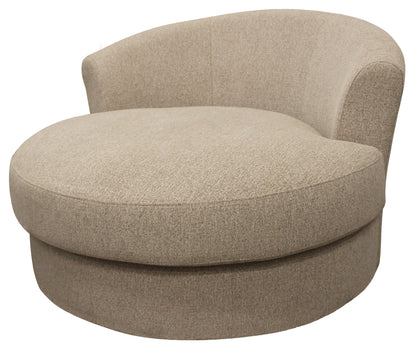 44" Sand Linen Upholstered Swivel Round Accent Chair And Toss Pillows - Loft&Timber