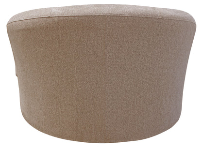 44" Sand Linen Upholstered Swivel Round Accent Chair And Toss Pillows - Loft&Timber