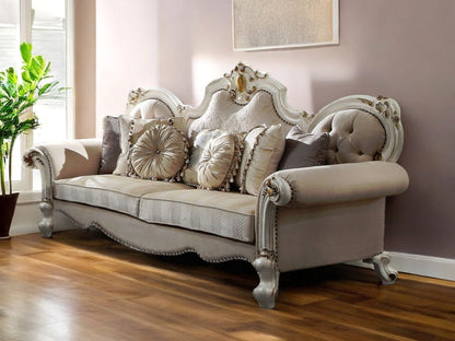 93" Pearl Velvet Sofa And Toss Pillows-0