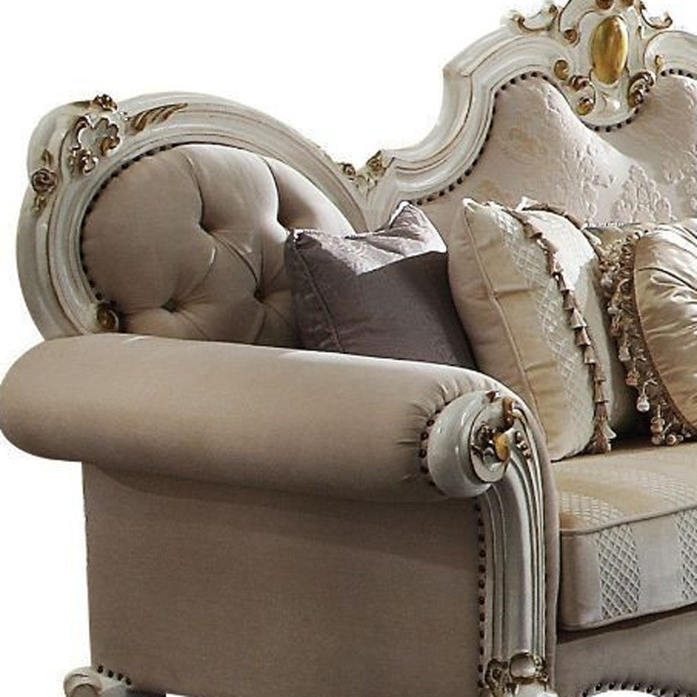 93" Pearl Velvet Sofa And Toss Pillows-2