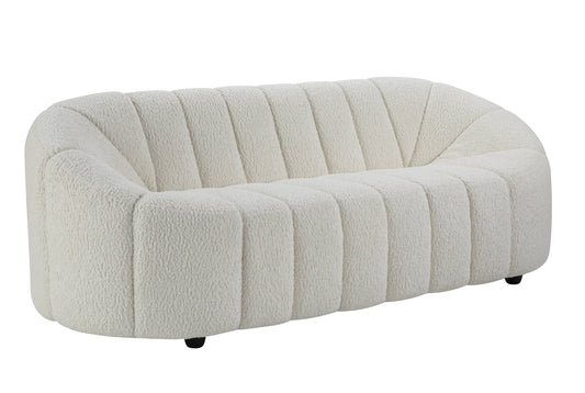 84" White Sherpa Sofa With Black Legs-1
