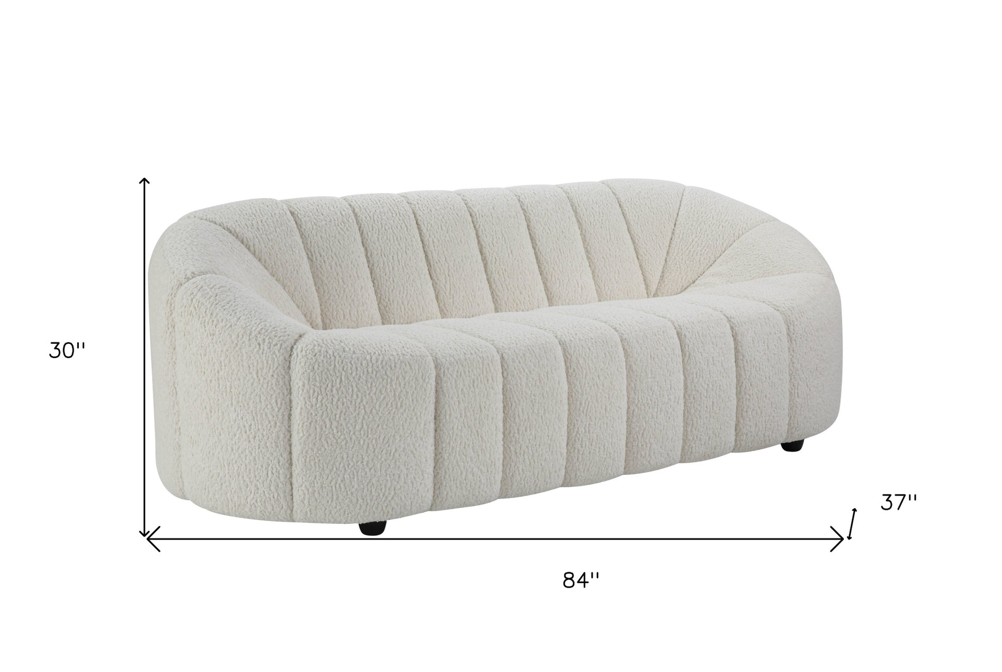 84" White Sherpa Sofa With Black Legs-4
