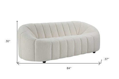 84" White Sherpa Sofa With Black Legs-4