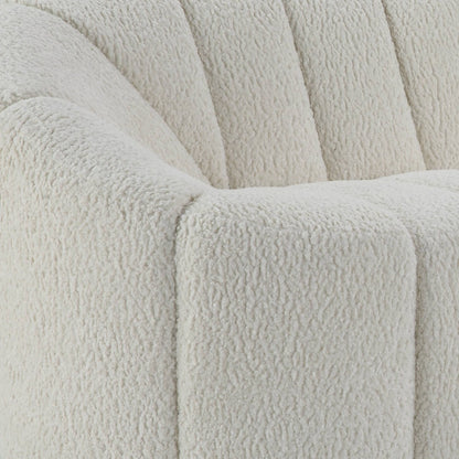 84" White Sherpa Sofa With Black Legs-2