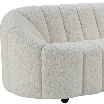 84" White Sherpa Sofa With Black Legs-3
