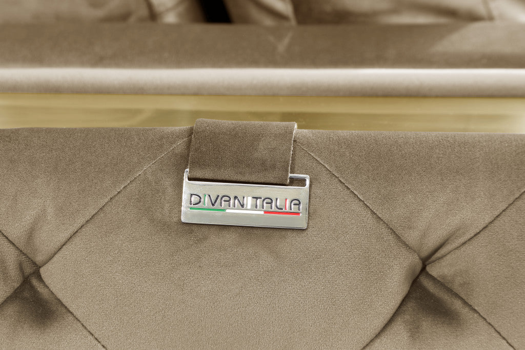 90" Beige Velvet Sofa With Gold Legs-8