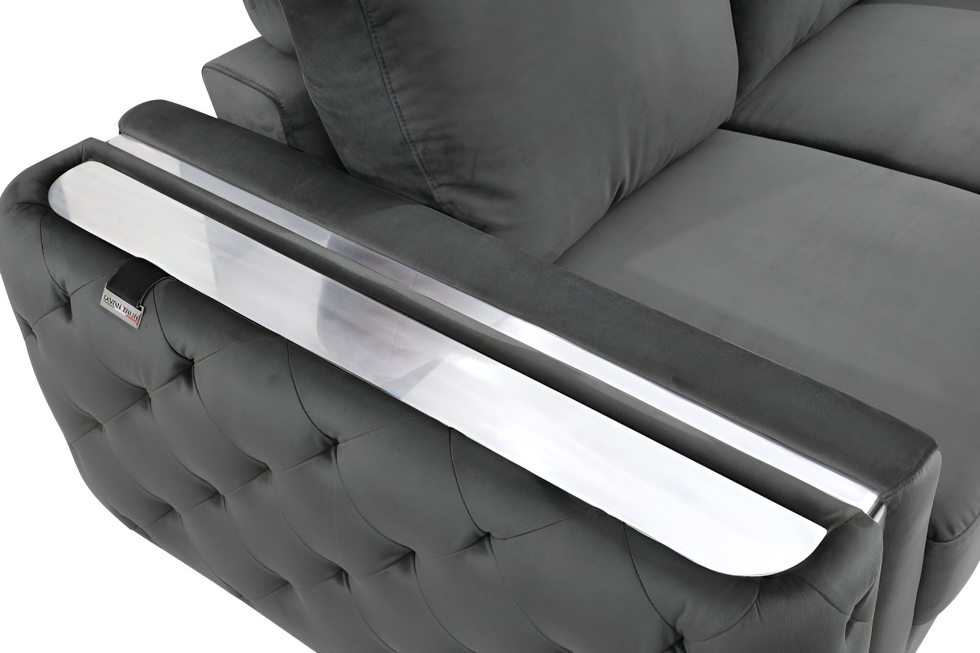 90" Gray Velvet Sofa With Silver Legs-8