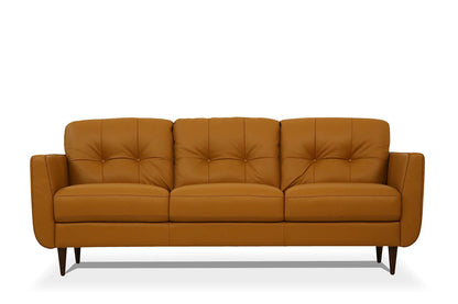 83" Orange Leather Sofa With Black Legs-1