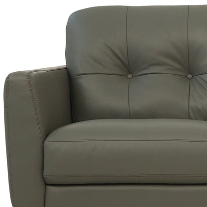 83" Green Leather Sofa With Black Legs-2
