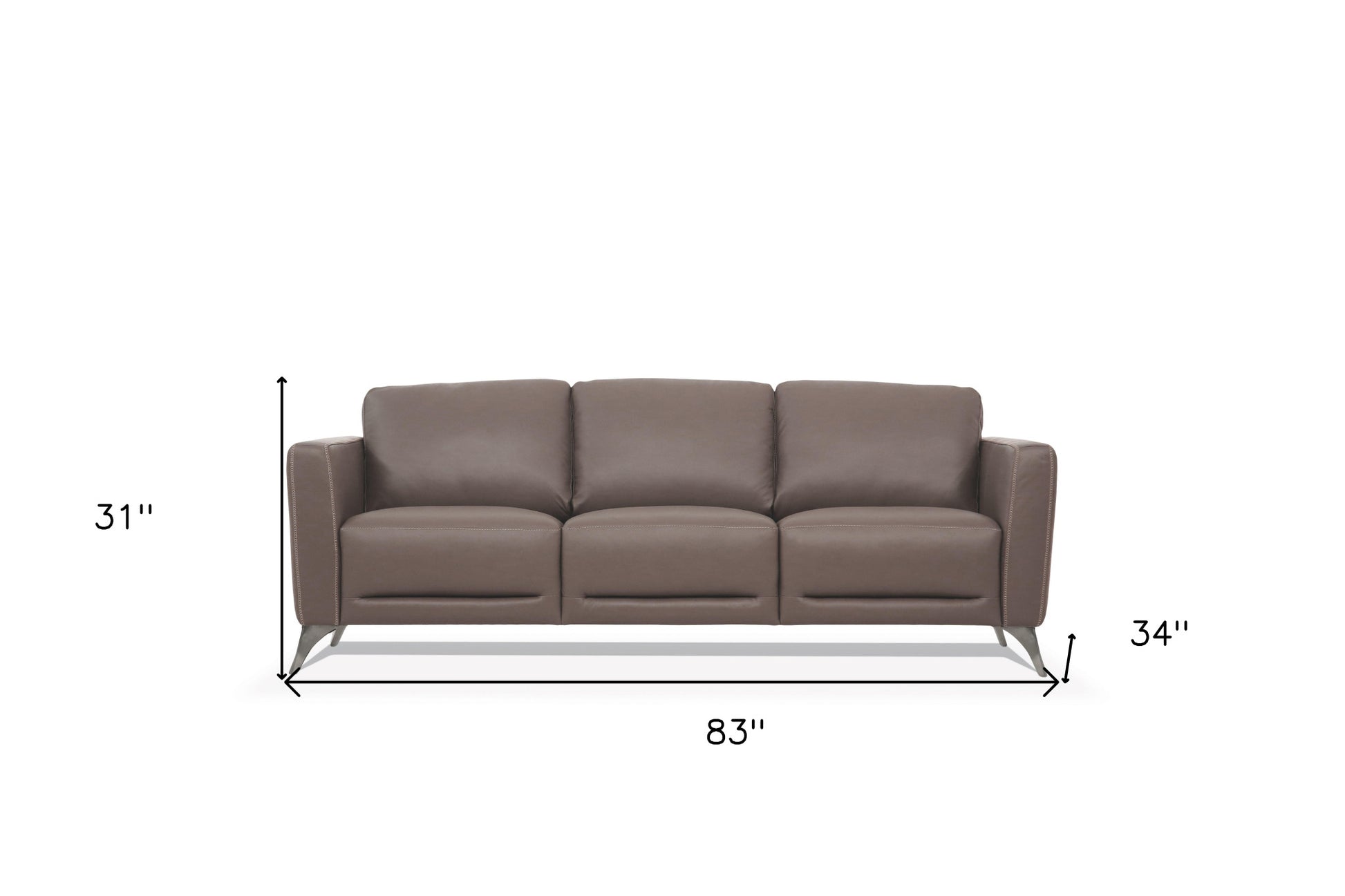 83" Taupe Leather Sofa With Black Legs-4