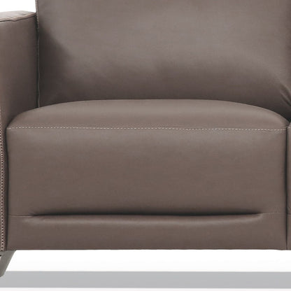 83" Taupe Leather Sofa With Black Legs-2