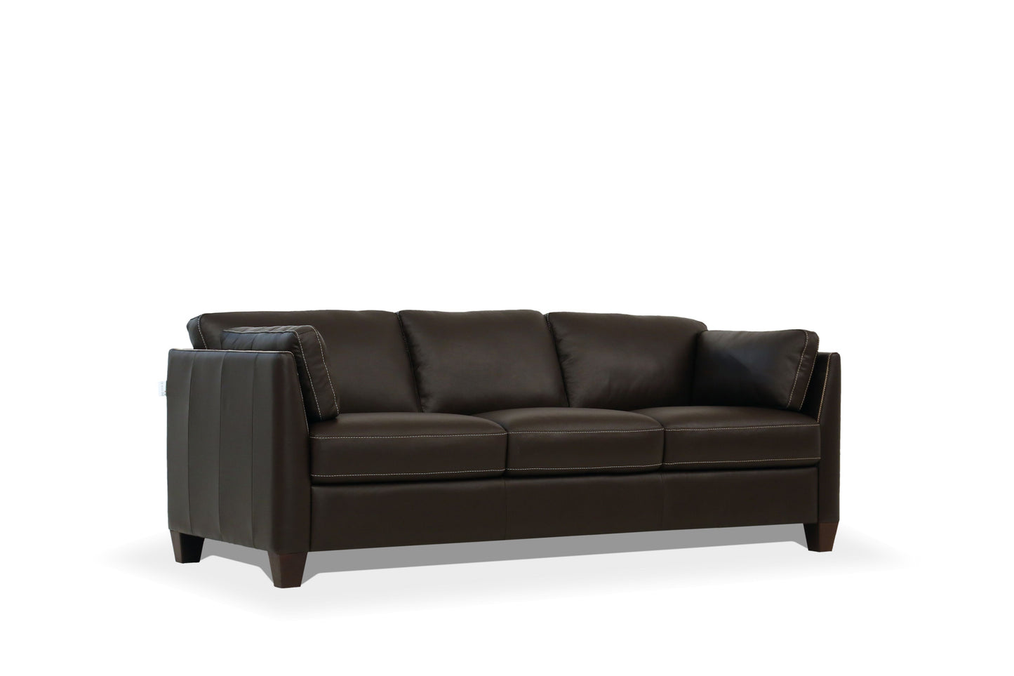 81" Chocolate Leather Sofa With Black Legs-1