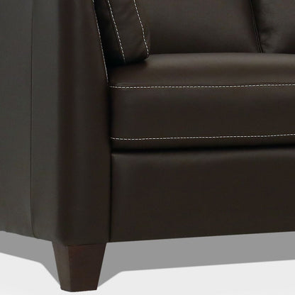 81" Chocolate Leather Sofa With Black Legs-2