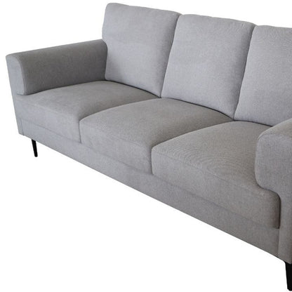 84" Light Gray Linen Sofa With Black Legs-3