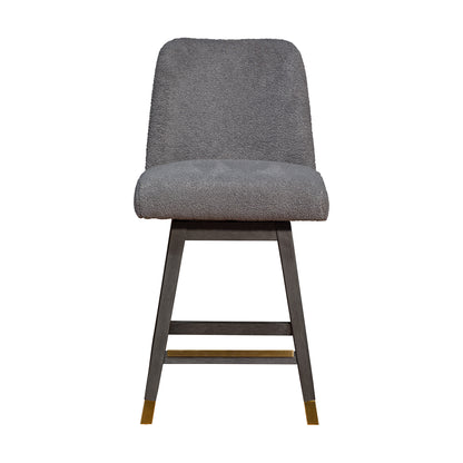 26" Gray Solid Wood Swivel Bar Chair - Loft&Timber
