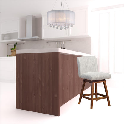 26" Beige And Brown Solid Wood Swivel Bar Height Bar Chair-1