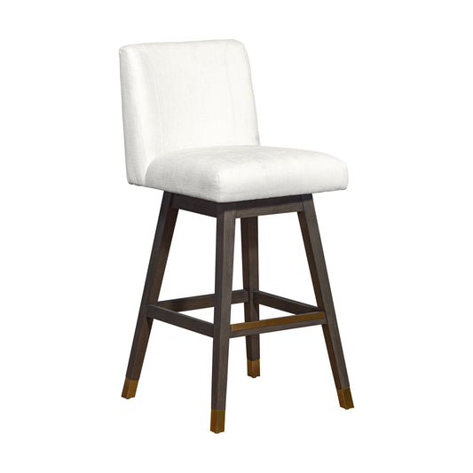 30" Pearl and Gray Upholstered and Solid Wood Bar Height Swivel Bar Chair - Loft&Timber