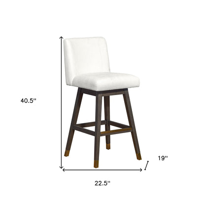 30" Pearl and Gray Upholstered and Solid Wood Bar Height Swivel Bar Chair - Loft&Timber