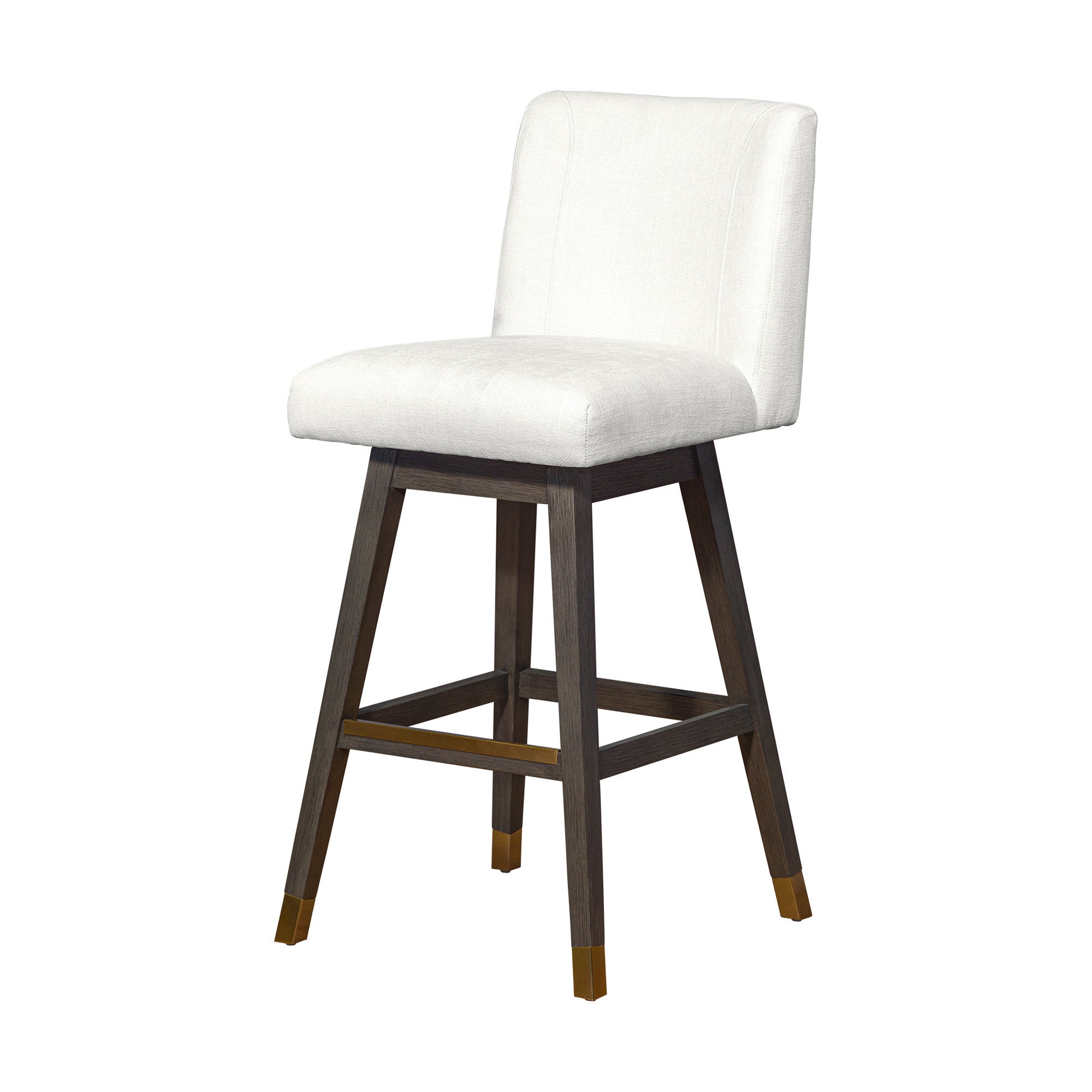 30" Pearl and Gray Upholstered and Solid Wood Bar Height Swivel Bar Chair - Loft&Timber