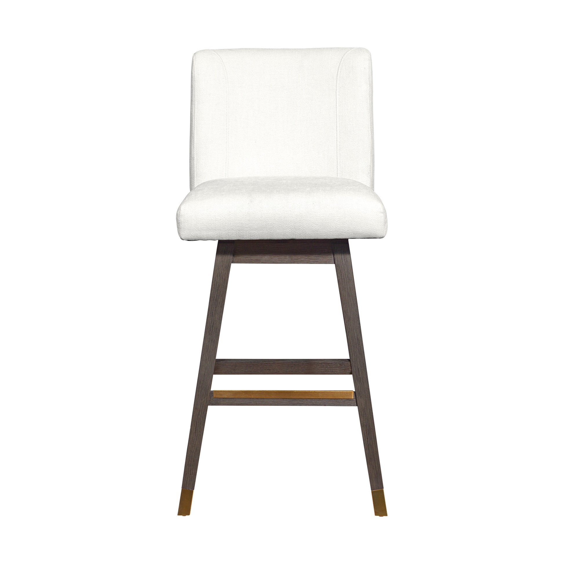 30" Pearl and Gray Upholstered and Solid Wood Bar Height Swivel Bar Chair - Loft&Timber