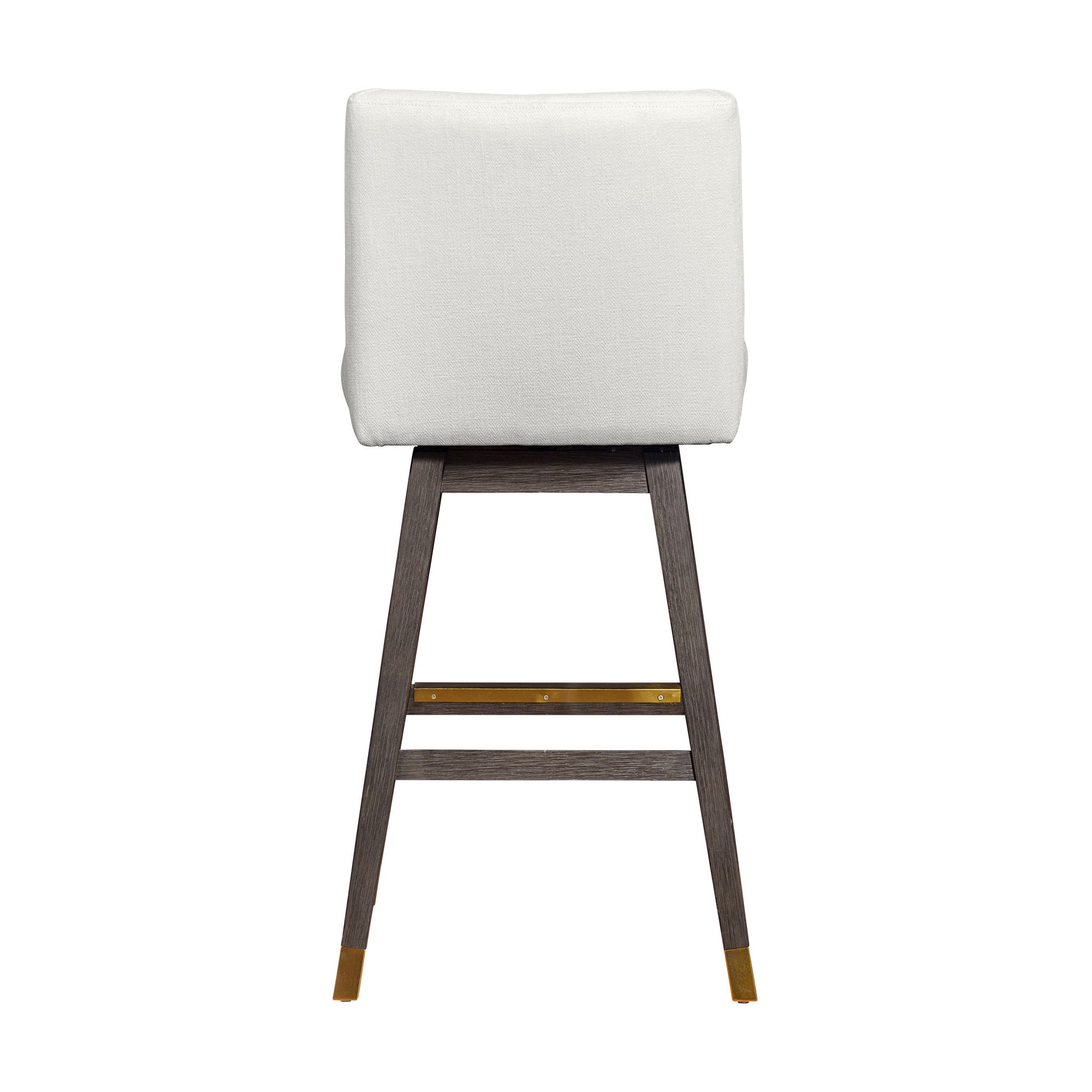 30" Pearl and Gray Upholstered and Solid Wood Bar Height Swivel Bar Chair - Loft&Timber