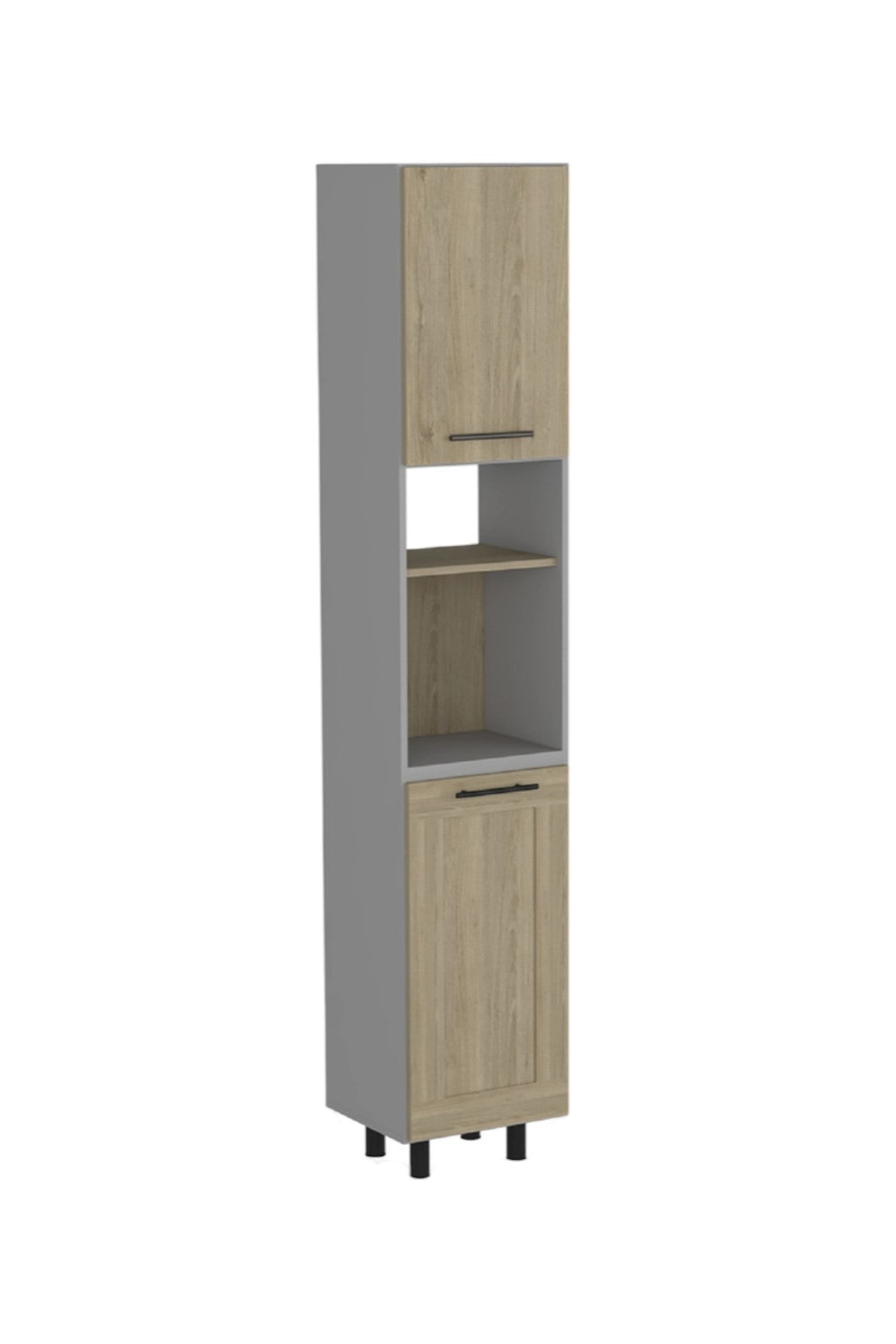 82" Gray And Oak Wood Pantry Or Storage Closet - Loft&Timber