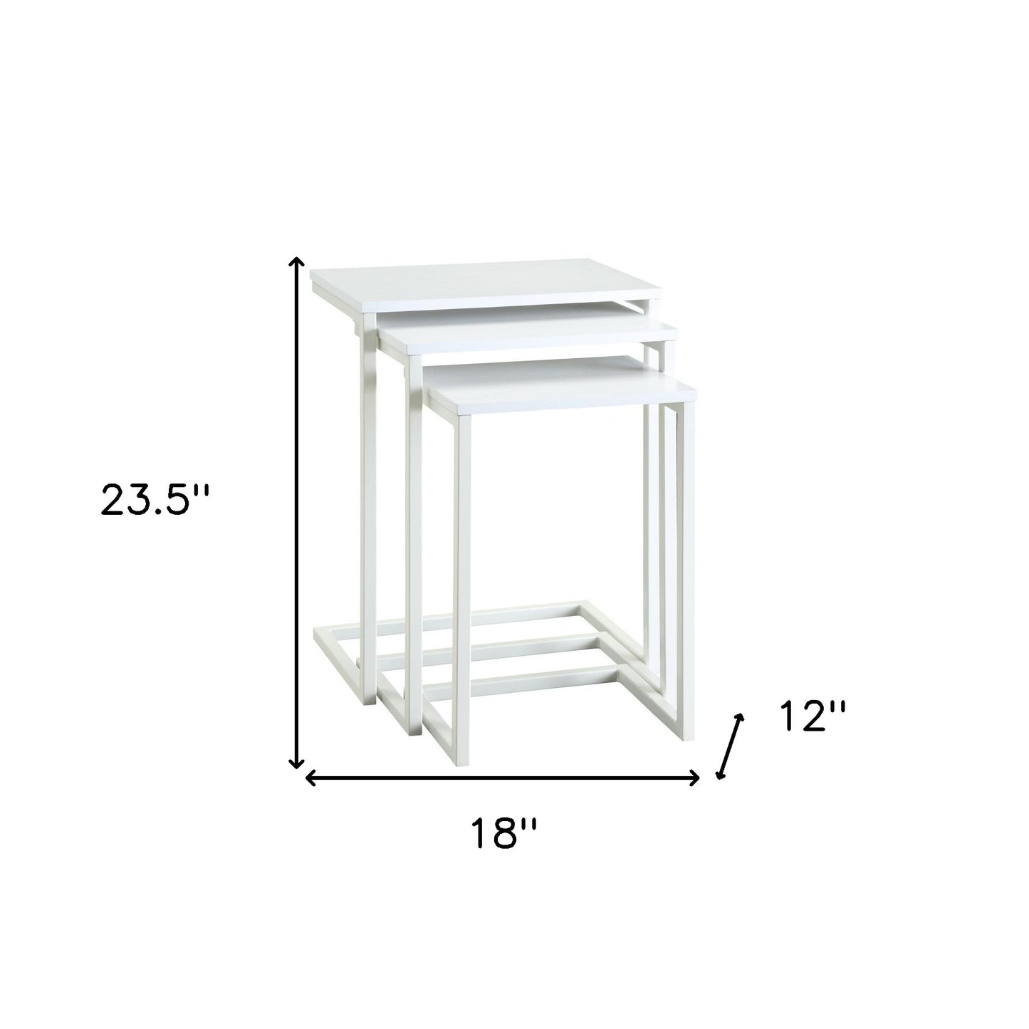 Set of Three 24" White Solid Wood And Steel Nested End Tables - Loft&Timber