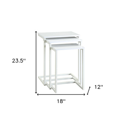 Set of Three 24" White Solid Wood And Steel Nested End Tables - Loft&Timber