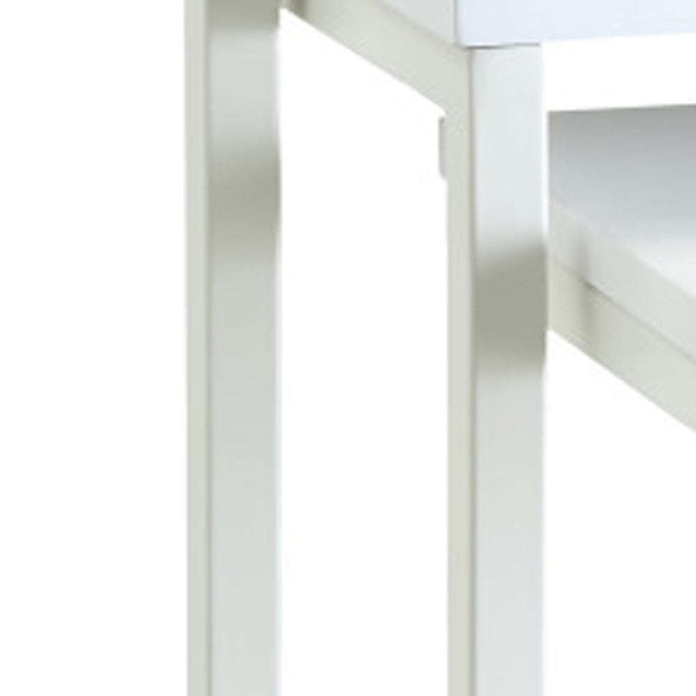Set of Three 24" White Solid Wood And Steel Nested End Tables - Loft&Timber