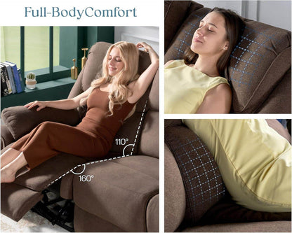 Power Recliner Sofa, Brown Chenille - Loft&Timber