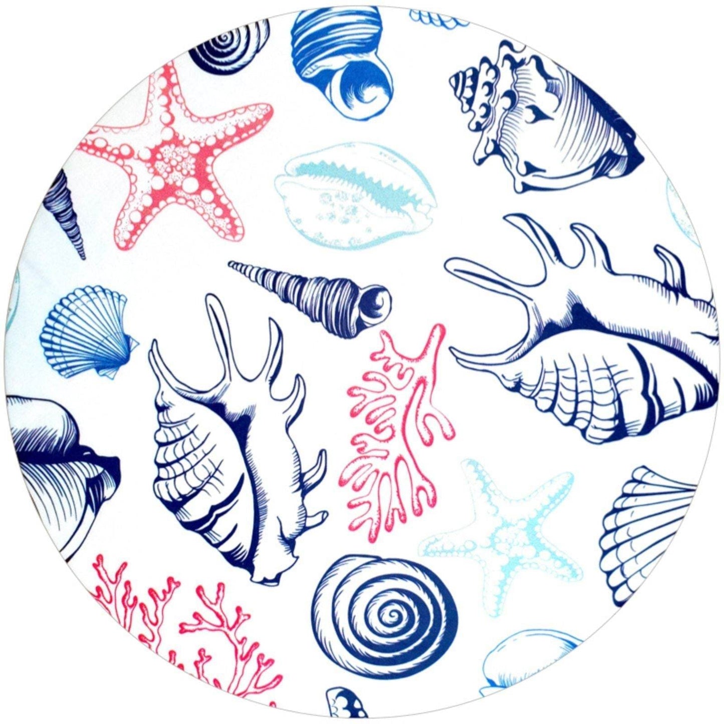 Set of 4 Round Placemats Covers Ocean White 14 Dia inch - Loft&Timber