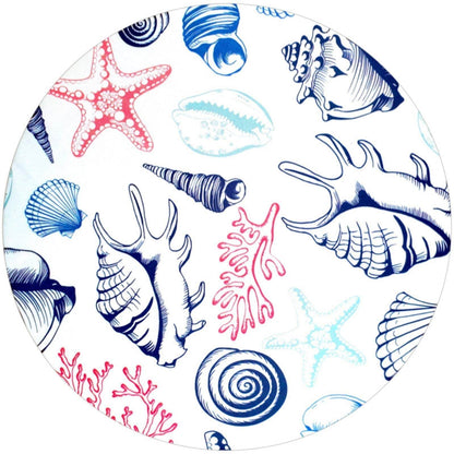 Set of 4 Round Placemats Covers Ocean White 14 Dia inch - Loft&Timber